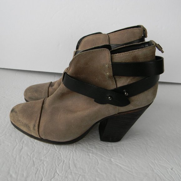 RAG & BONE HARROW LEATHER TAN BROWN ANKLE BOOTS SZ 37.5 - Picture 1 of 6